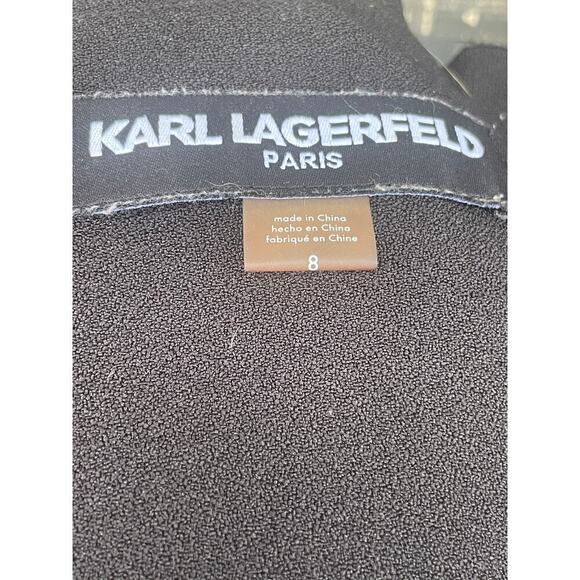 KARL LAGERFELD PARIS Black Ruffle Sleeveless Sheath Dress - Size 8 - Picture 3 of 16